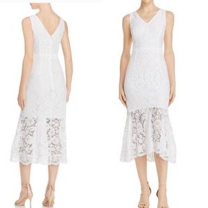 NANETTE LEPORE White lace bridal shower mermaid midi dress size 6